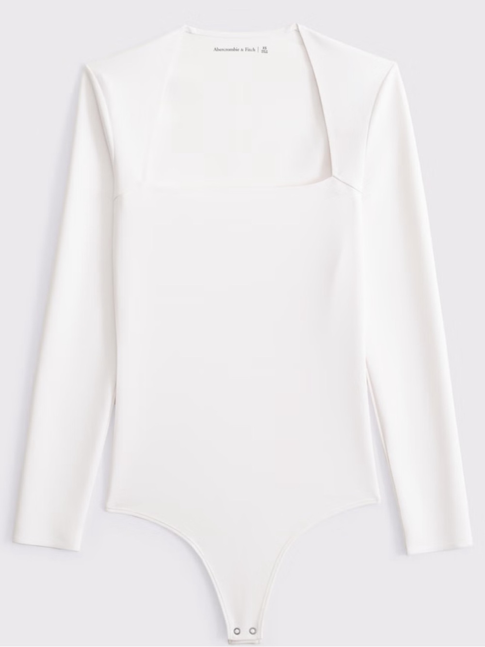 ABERCROMBIE & FITCH Ava Sculpt Long Sleeve White Bodysuit Snap bottom Size Large